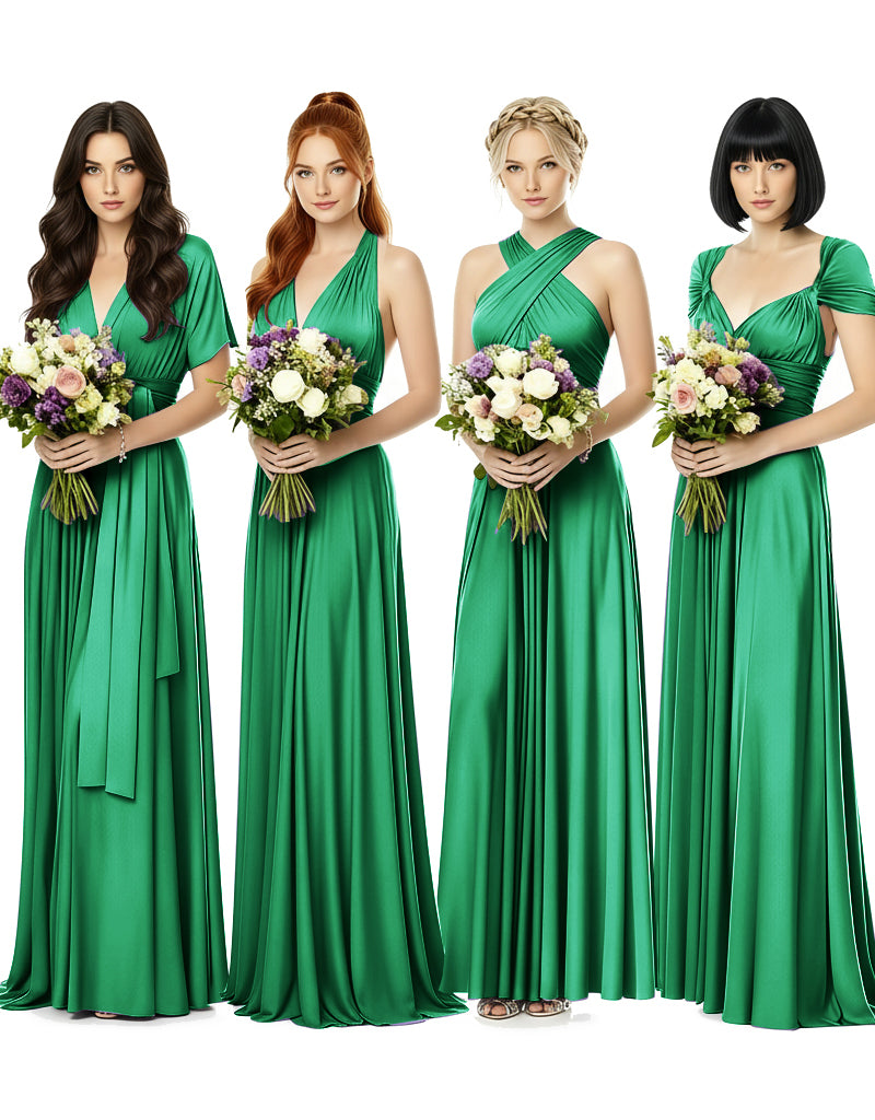Convertible Wrap Maxi Gown Infinity Dress with Pockets A Timeless Bridesmaid Choice emerald 