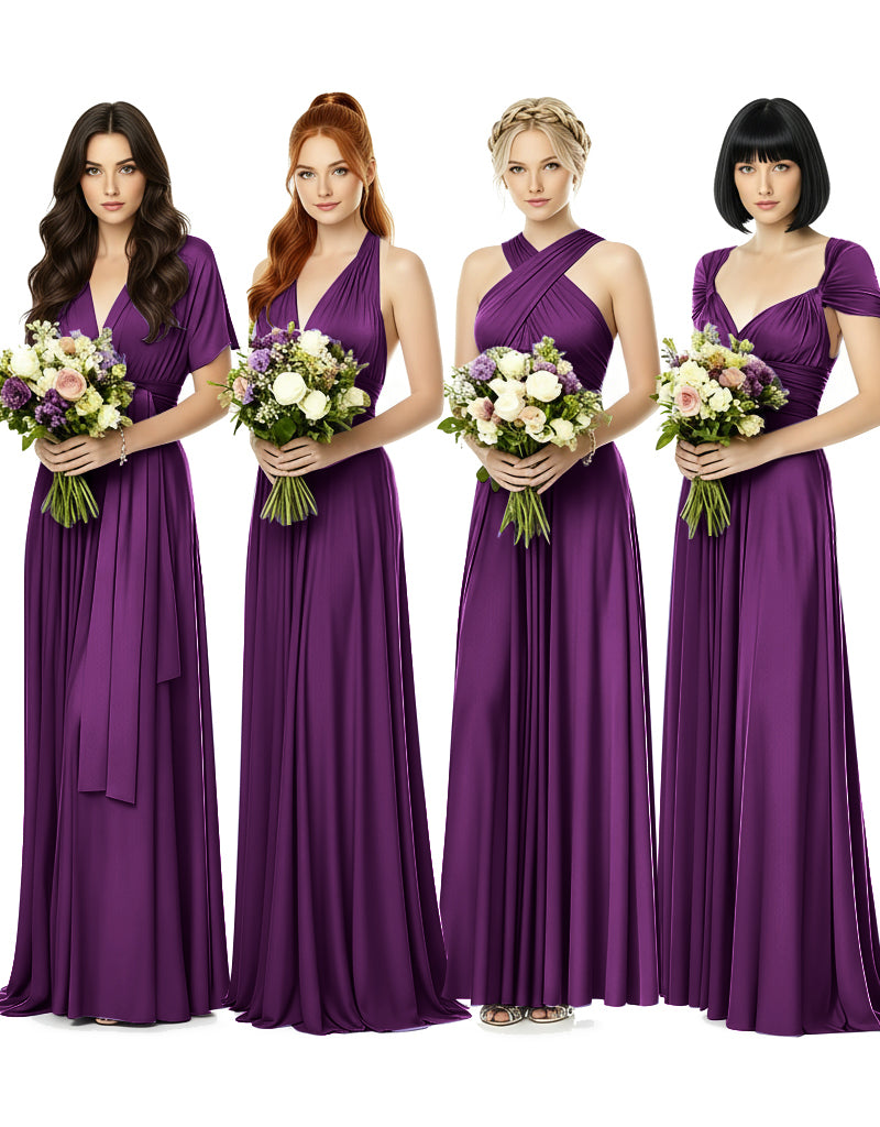 Convertible Wrap Maxi Gown Infinity Dress with Pockets A Timeless Bridesmaid Choice grape 