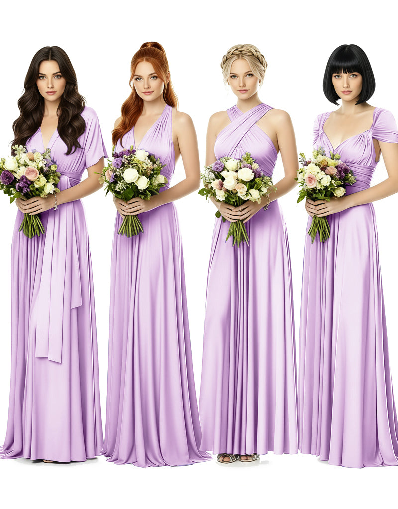 Convertible Wrap Maxi Gown Infinity Dress with Pockets A Timeless Bridesmaid Choice lilac 