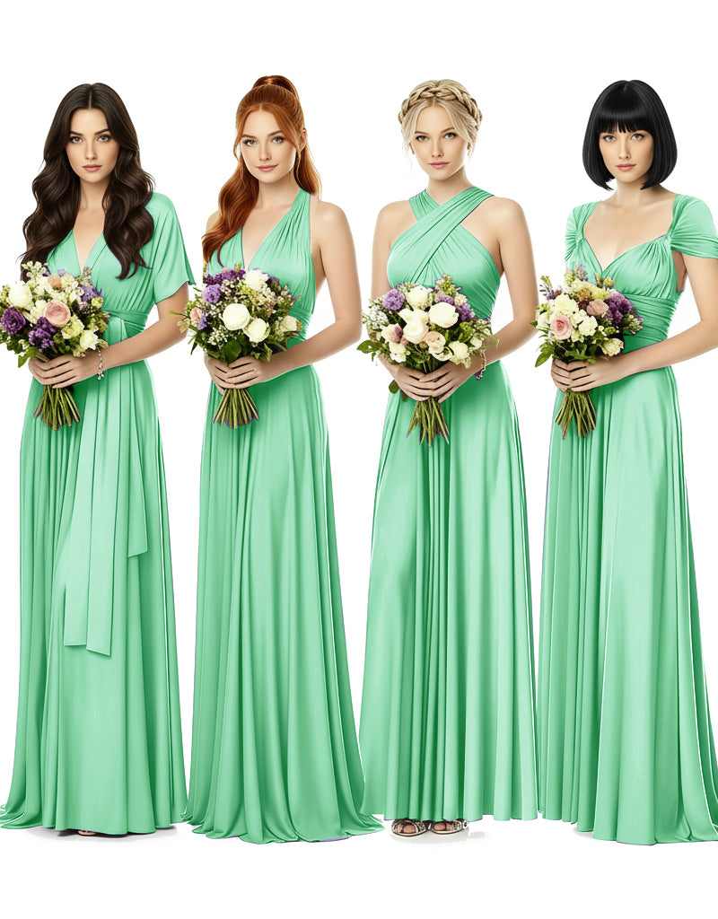 Convertible Wrap Maxi Gown Infinity Dress with Pockets A Timeless Bridesmaid Choice mint green 