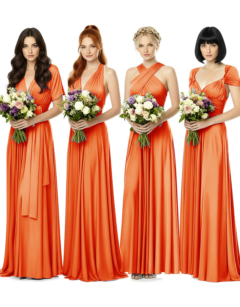 Convertible Wrap Maxi Gown Infinity Dress with Pockets A Timeless Bridesmaid Choice orange 
