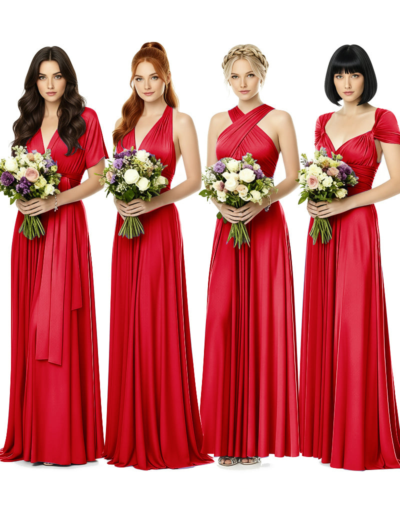 Convertible Wrap Maxi Gown Infinity Dress with Pockets A Timeless Bridesmaid Choice red 