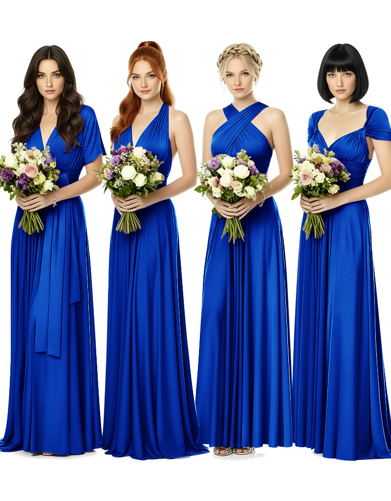 Convertible Wrap Maxi Gown Infinity Dress with Pockets A Timeless Bridesmaid Choice royal blue 
