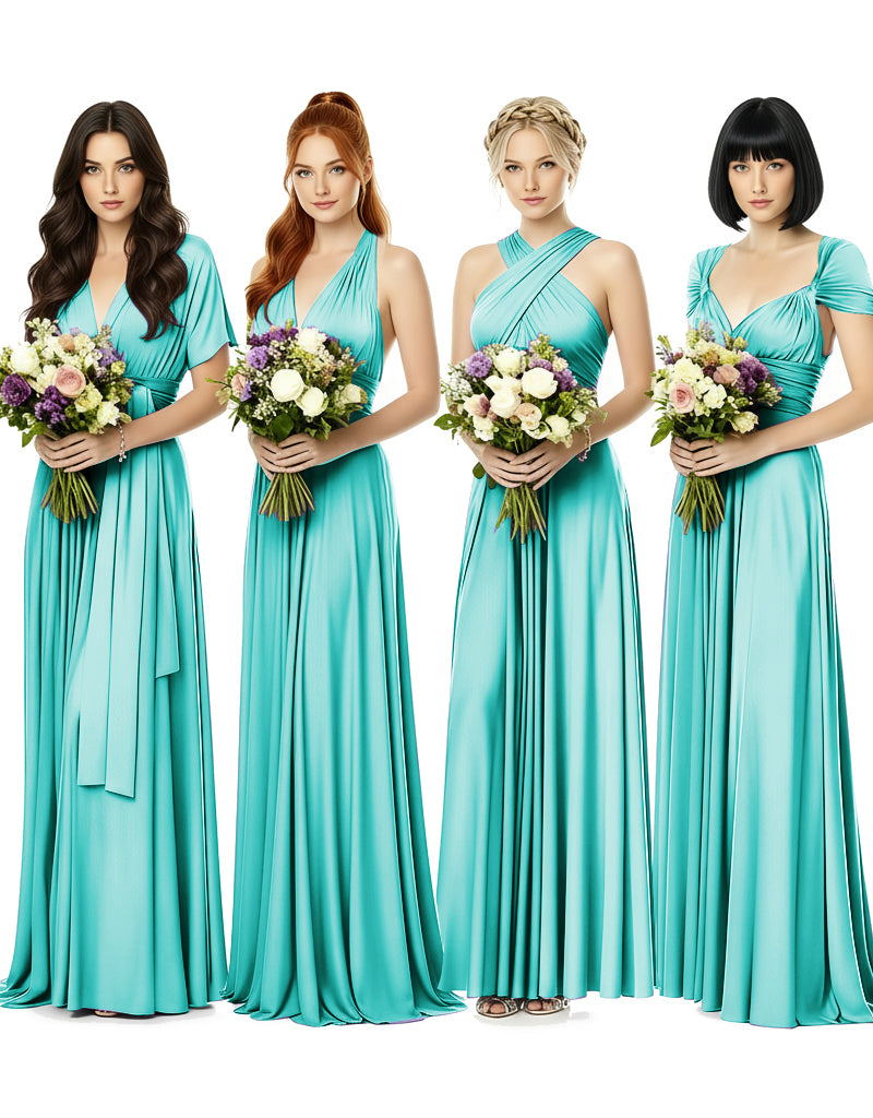 Convertible Wrap Maxi Gown Infinity Dress with Pockets A Timeless Bridesmaid Choice turquoise 