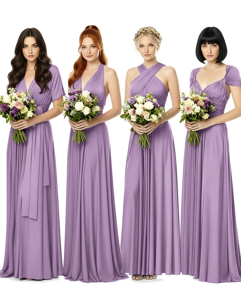 Convertible Wrap Maxi Gown Infinity Dress with Pockets A Timeless Bridesmaid Choice wisteria mauve 