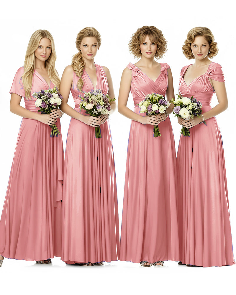 Convertible Wrap Maxi Infinity Dress With Pockets Regular Plus size Wedding Bridal Party Bridemaids Gownblushing pink 