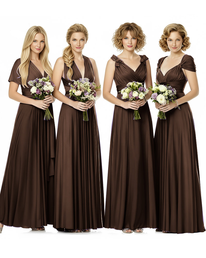 Convertible Wrap Maxi Infinity Dress With Pockets Regular Plus size Wedding Bridal Party Bridemaids Gownbrown 