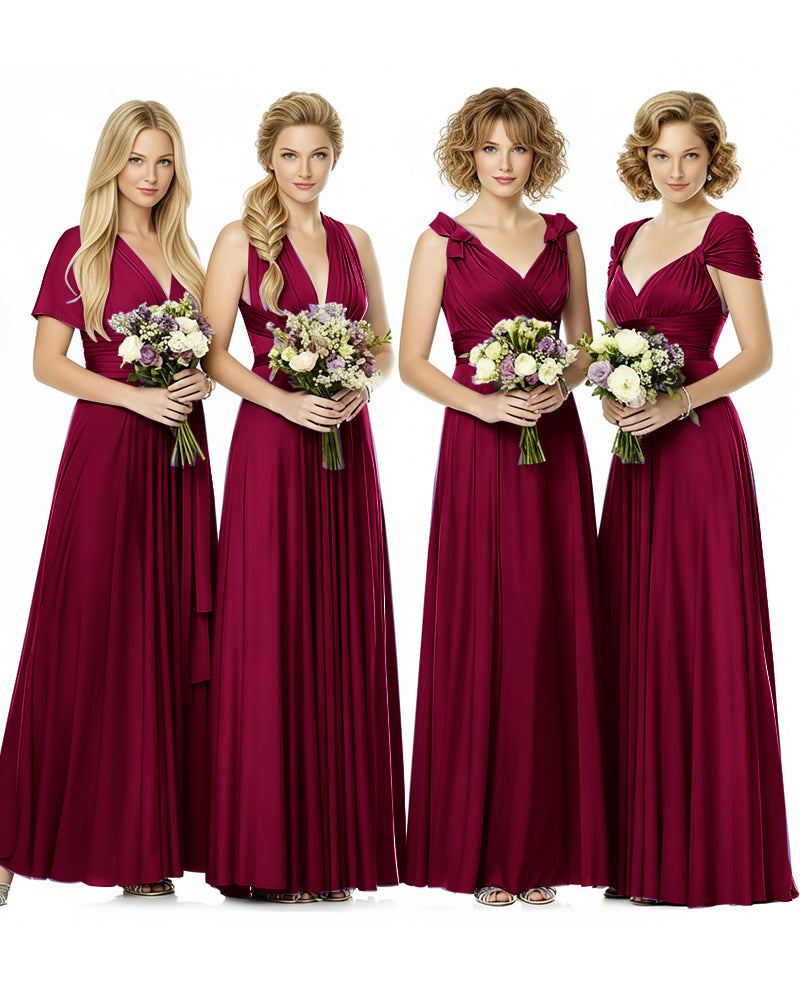 Convertible Wrap Maxi Infinity Dress With Pockets Regular Plus size Wedding Bridal Party Bridemaids Gownburgundy 