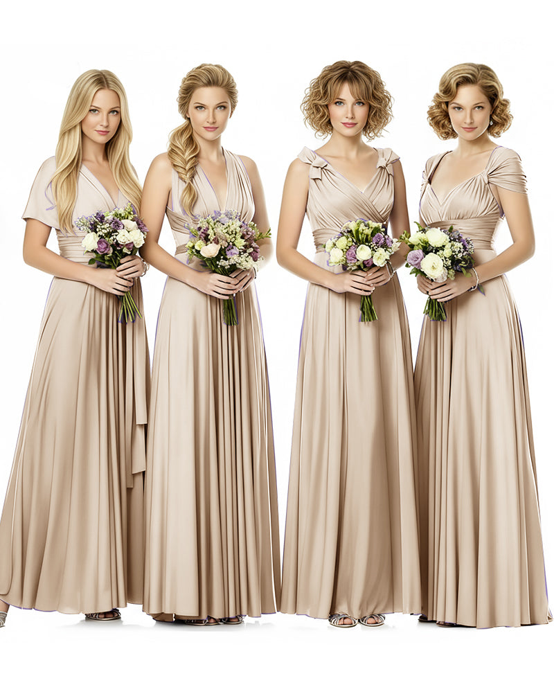 Convertible Wrap Maxi Infinity Dress With Pockets Regular Plus size Wedding Bridal Party Bridemaids Gownchampagne 