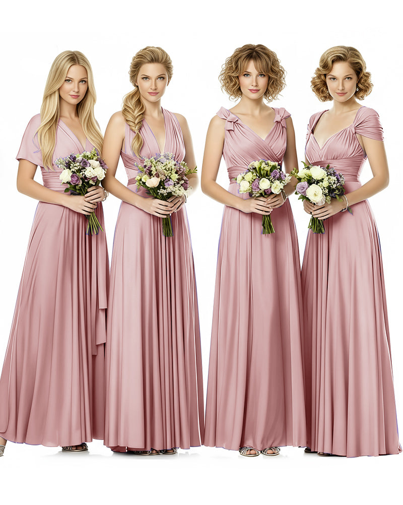 Convertible Wrap Maxi Infinity Dress With Pockets Regular Plus size Wedding Bridal Party Bridemaids Gowndusty rose 