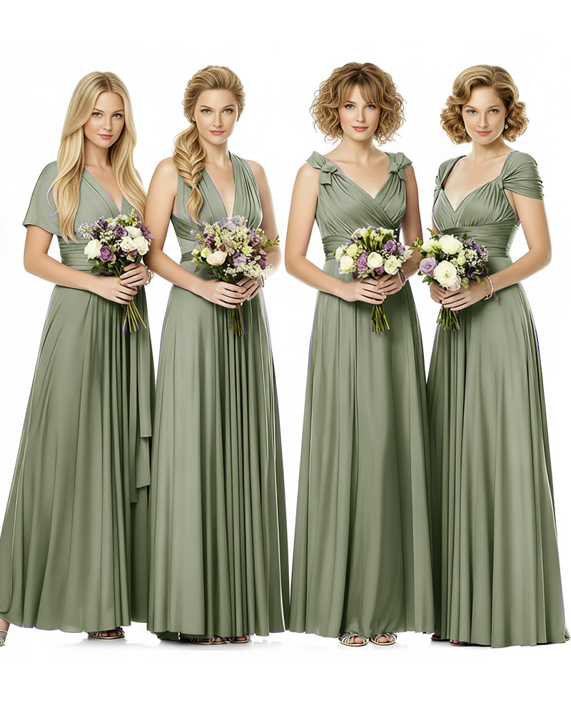 Convertible Wrap Maxi Infinity Dress With Pockets Regular Plus size Wedding Bridal Party Bridemaids Gowndusty sage 