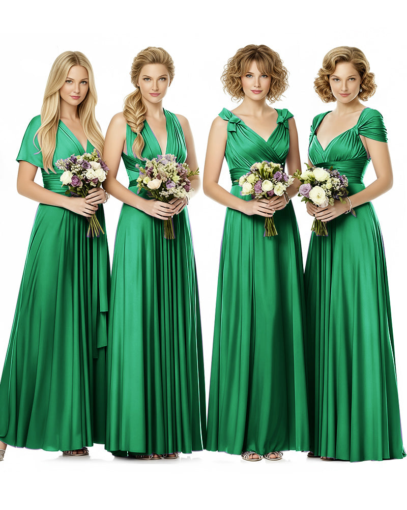 Convertible Wrap Maxi Infinity Dress With Pockets Regular Plus size Wedding Bridal Party Bridemaids Gownemerald 