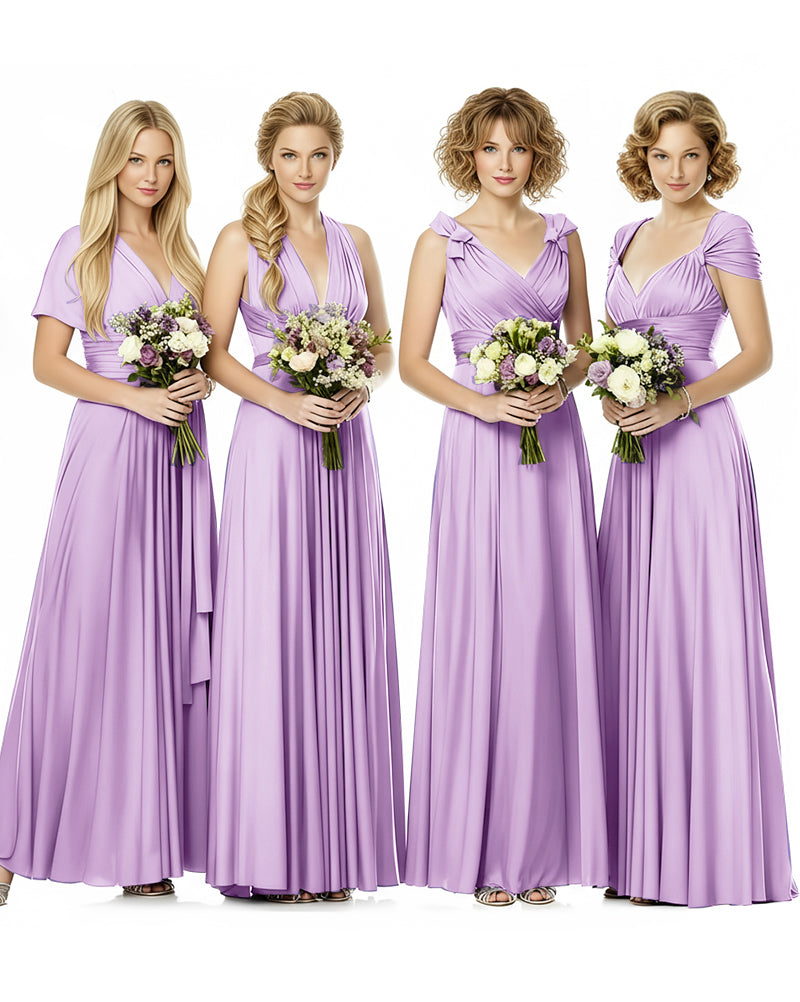 Convertible Wrap Maxi Infinity Dress With Pockets Regular Plus size Wedding Bridal Party Bridemaids Gownlilac 