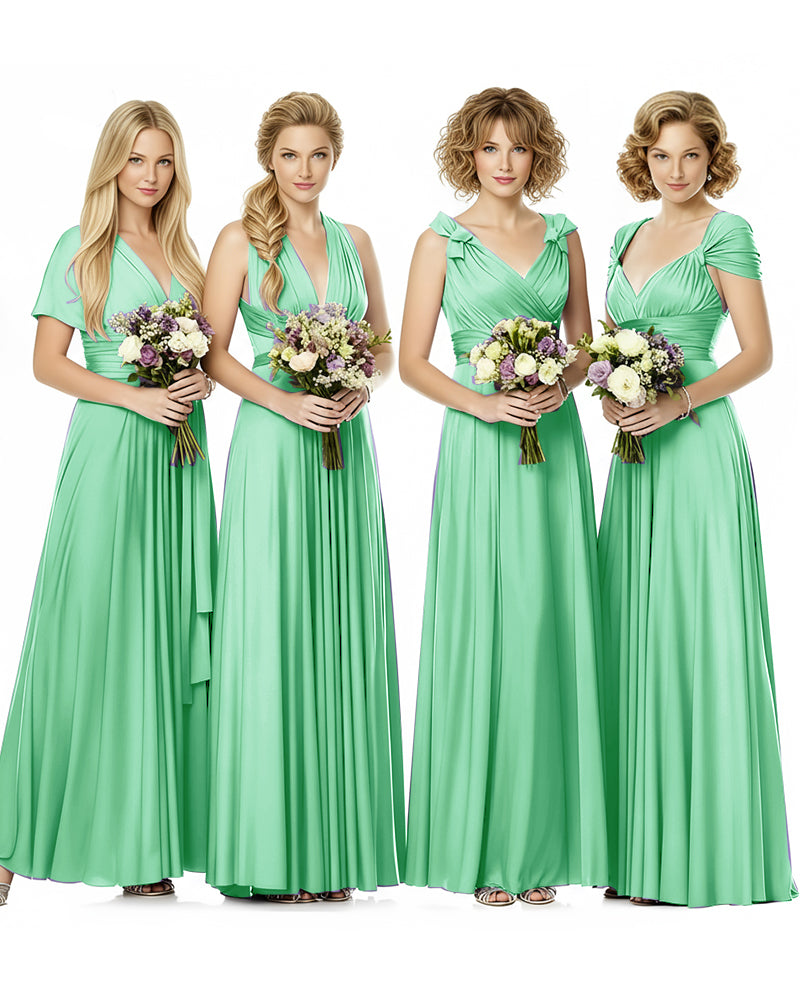 Convertible Wrap Maxi Infinity Dress With Pockets Regular Plus size Wedding Bridal Party Bridemaids Gownmint green 
