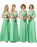 Convertible Wrap Maxi Infinity Dress With Pockets Regular Plus size Wedding Bridal Party Bridemaids Gownmint green 