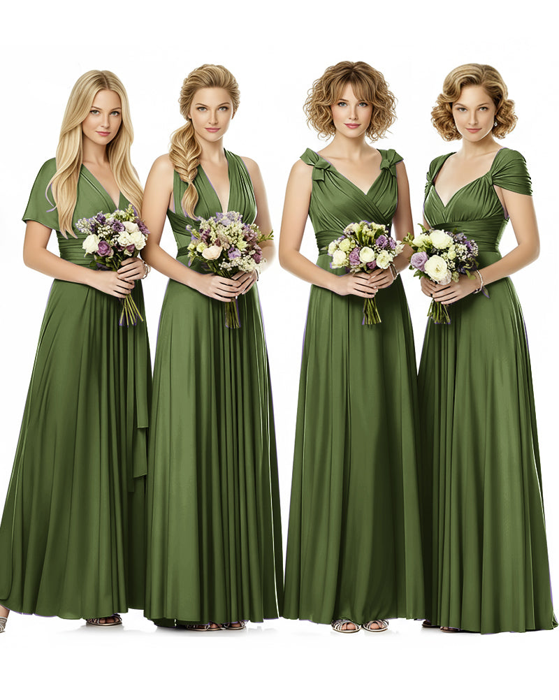 Convertible Wrap Maxi Infinity Dress With Pockets Regular Plus size Wedding Bridal Party Bridemaids Gownolive 