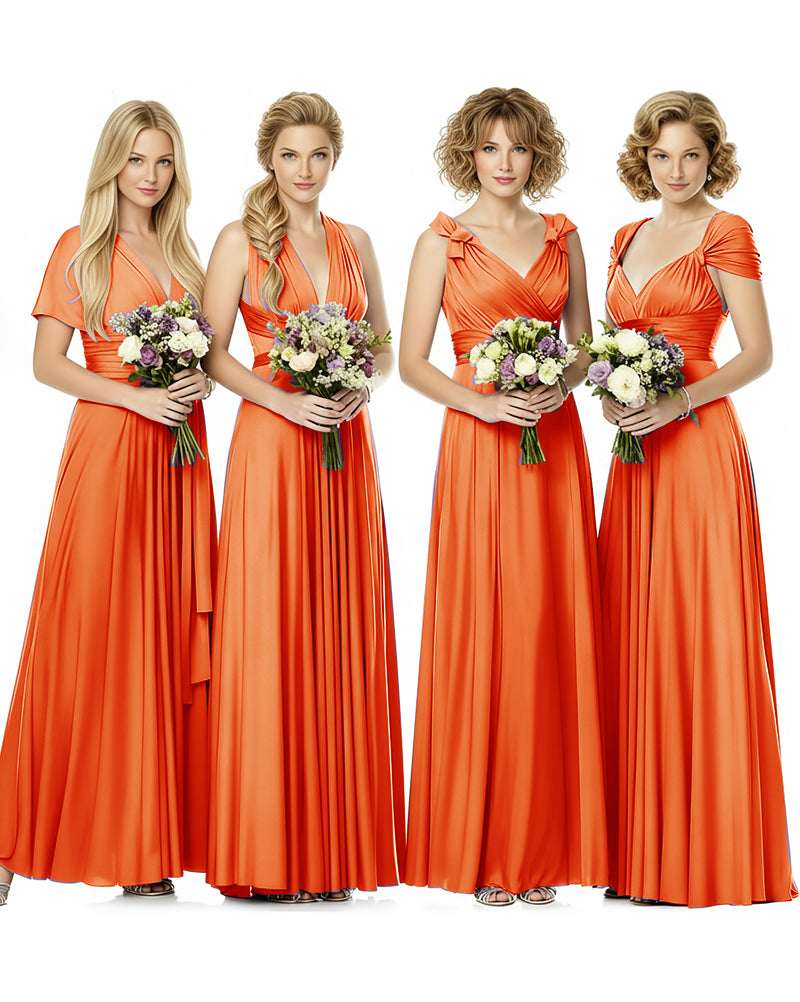 Convertible Wrap Maxi Infinity Dress With Pockets Regular Plus size Wedding Bridal Party Bridemaids Gownorange 