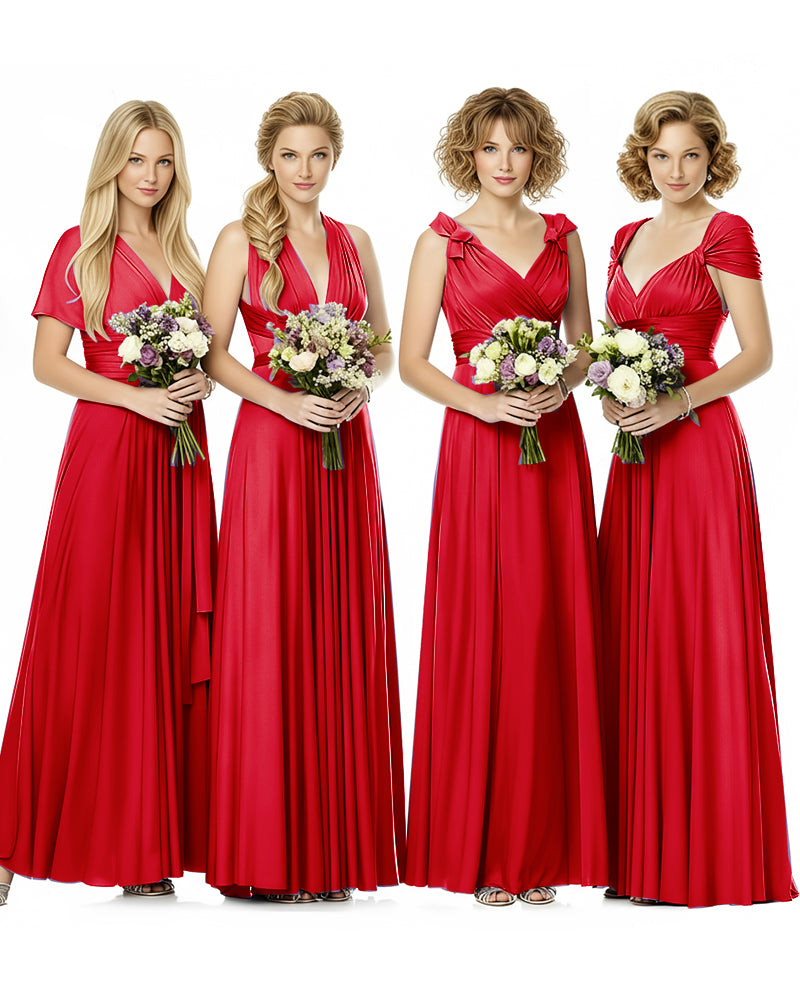 Convertible Wrap Maxi Infinity Dress With Pockets Regular Plus size Wedding Bridal Party Bridemaids Gownred 