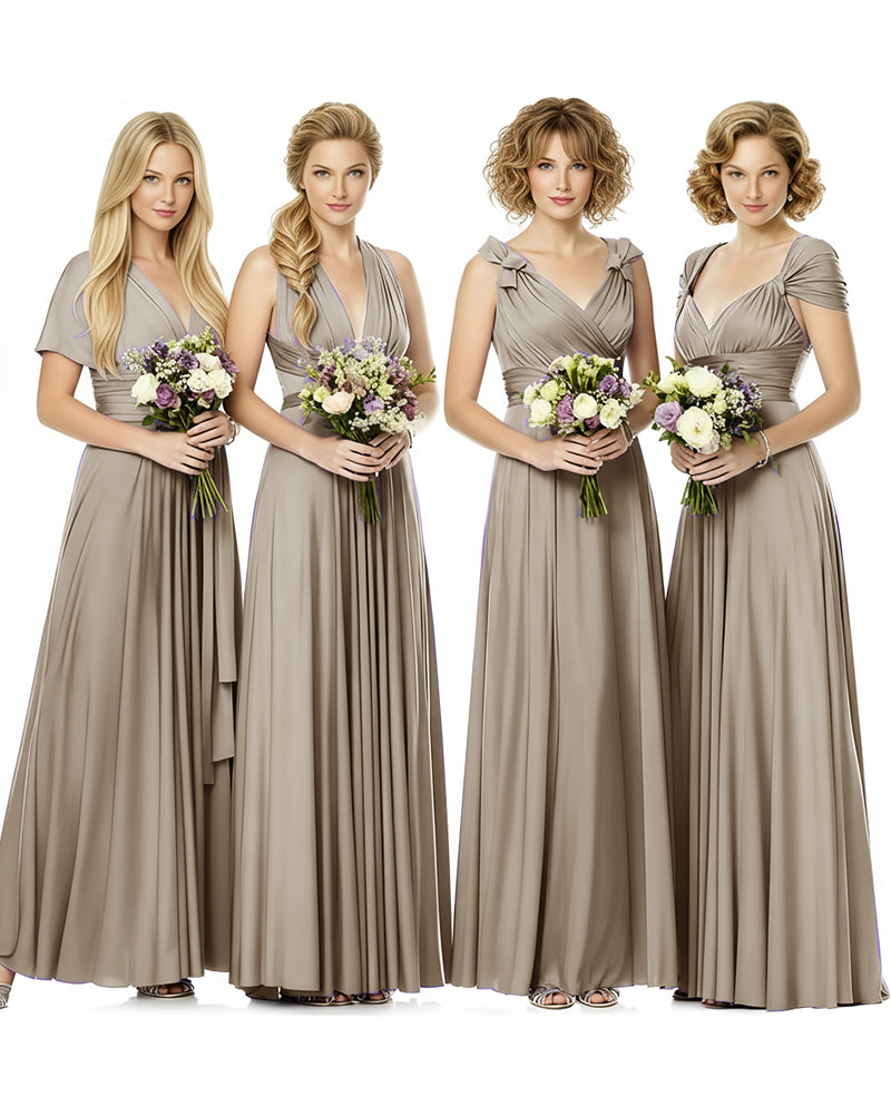Convertible Wrap Maxi Infinity Dress With Pockets Regular Plus size Wedding Bridal Party Bridemaids Gowntaupe 