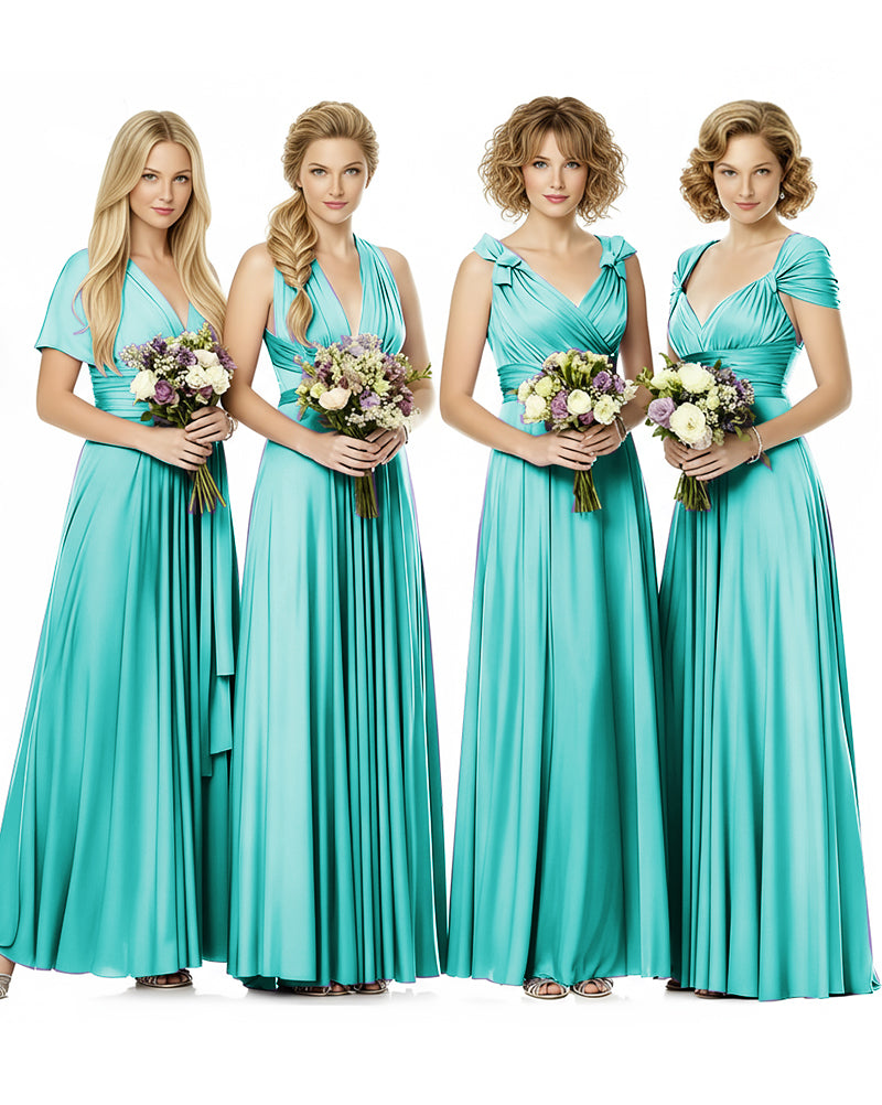Convertible Wrap Maxi Infinity Dress With Pockets Regular Plus size Wedding Bridal Party Bridemaids Gownturquoise 