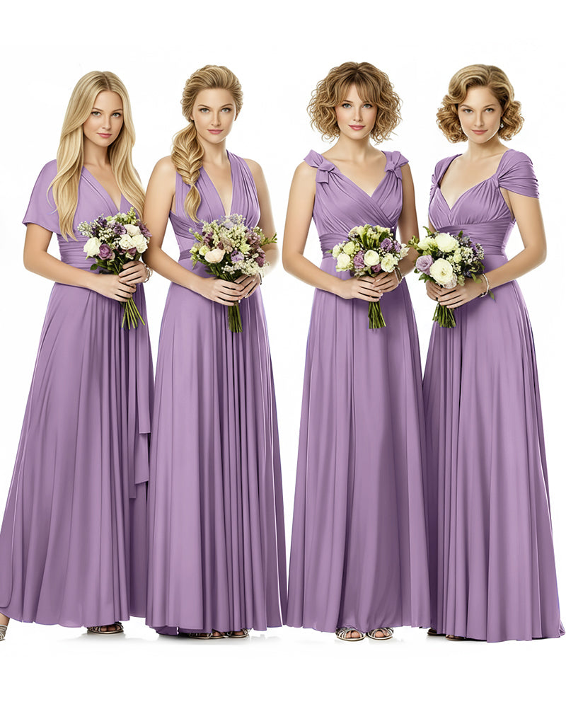 Convertible Wrap Maxi Infinity Dress With Pockets Regular Plus size Wedding Bridal Party Bridemaids Gownwisteria mauve 