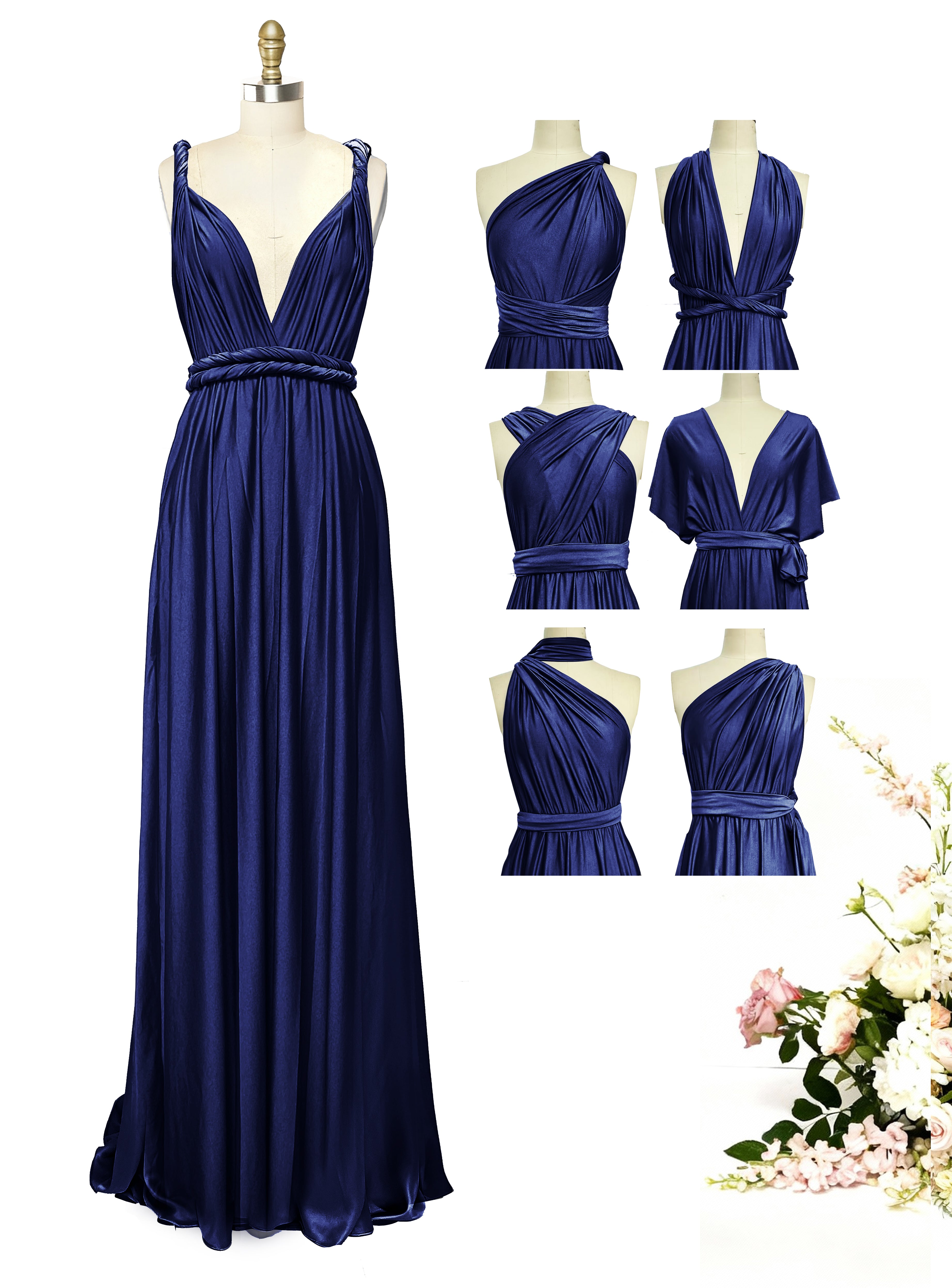 Convertible Maxi Infinity Multiway Dress With Pockets for Wedding Guests Bridal Parties Regular Plus size Wedding Bridal Party Bridemaids Gown