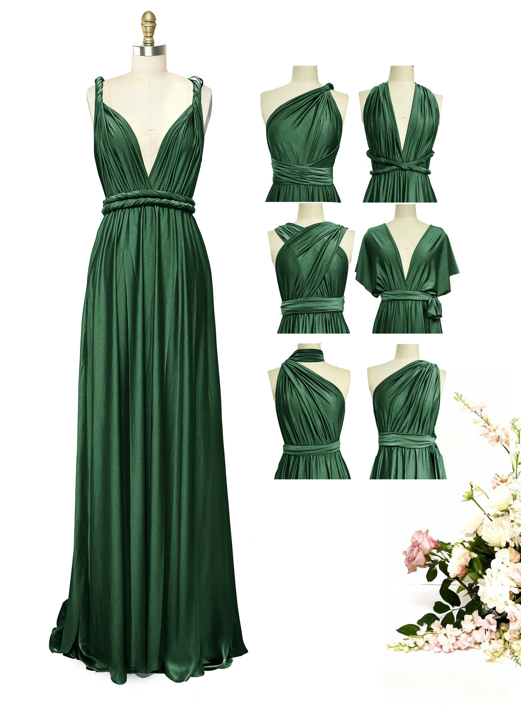 Multiway Infinity Convertible Maxi Bridesmaid Wrap Dress Bridal Party Regular Plus size Wedding Bridemaids Gown