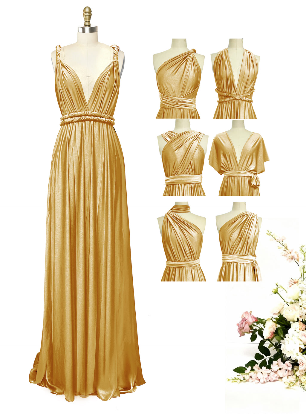 Bridal Party Convertible Wrap Maxi Dress Infinity Multiway Dress With Pockets