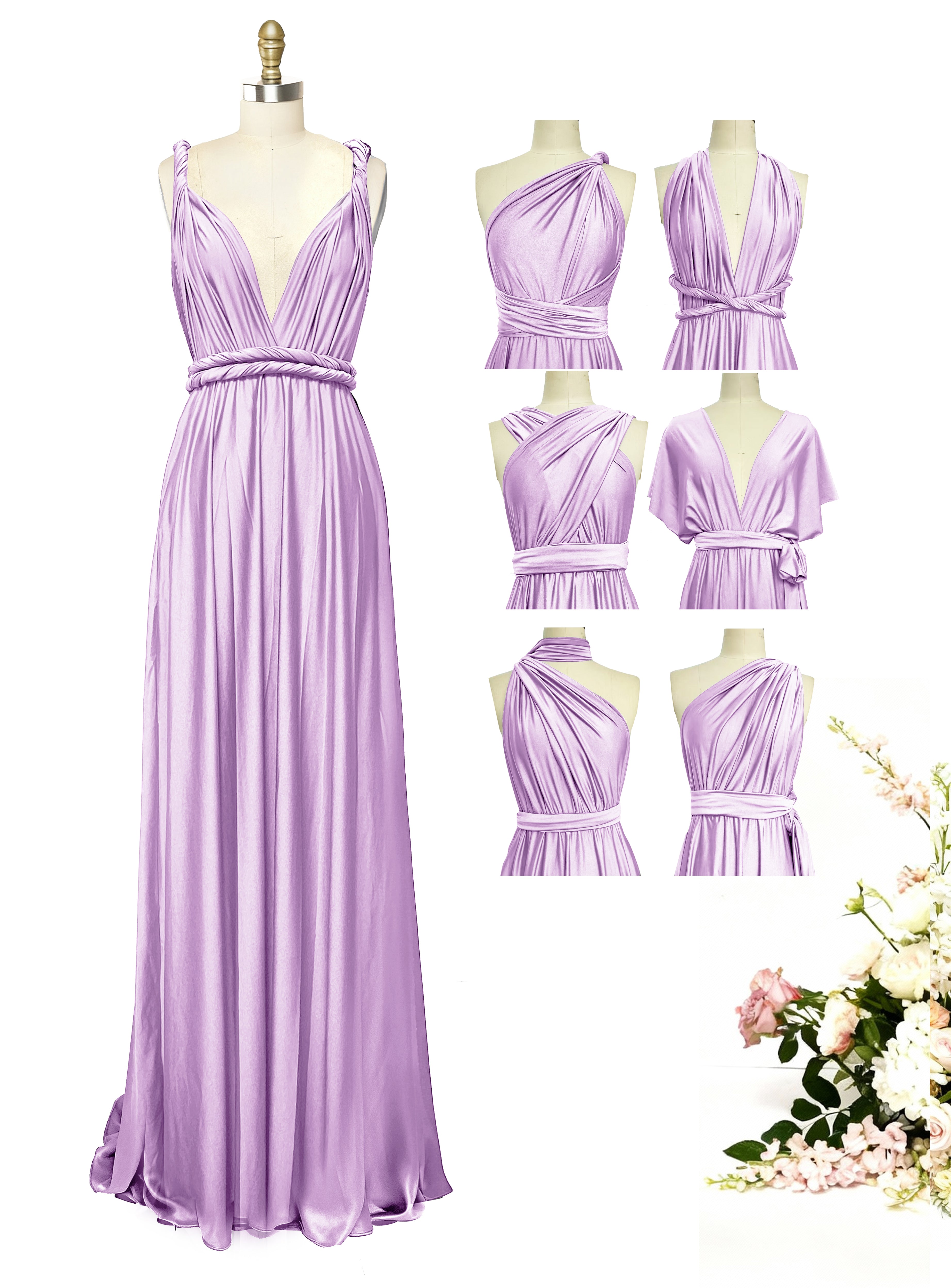 Bridesmaid Maxi Infinity Dress with Pockets Regular Plus size Wedding Bridal Party Bridemaids Gown