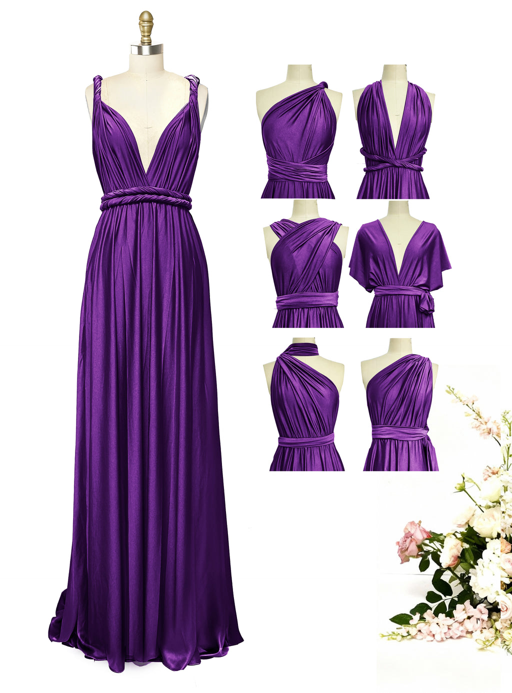 Multiway Wrap Maxi Infinity Dress With Pockets Regular Plus size Wedding Bridal Party Bridemaids Gown