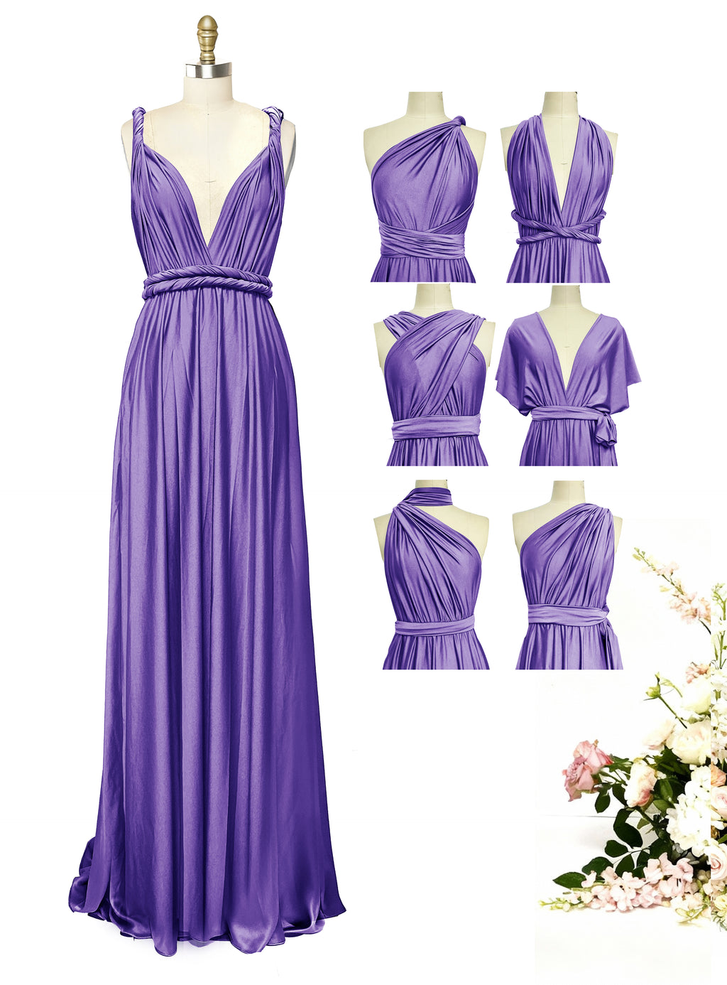 Bridesmaid Convertible Infinity Wrap Dress with pockets