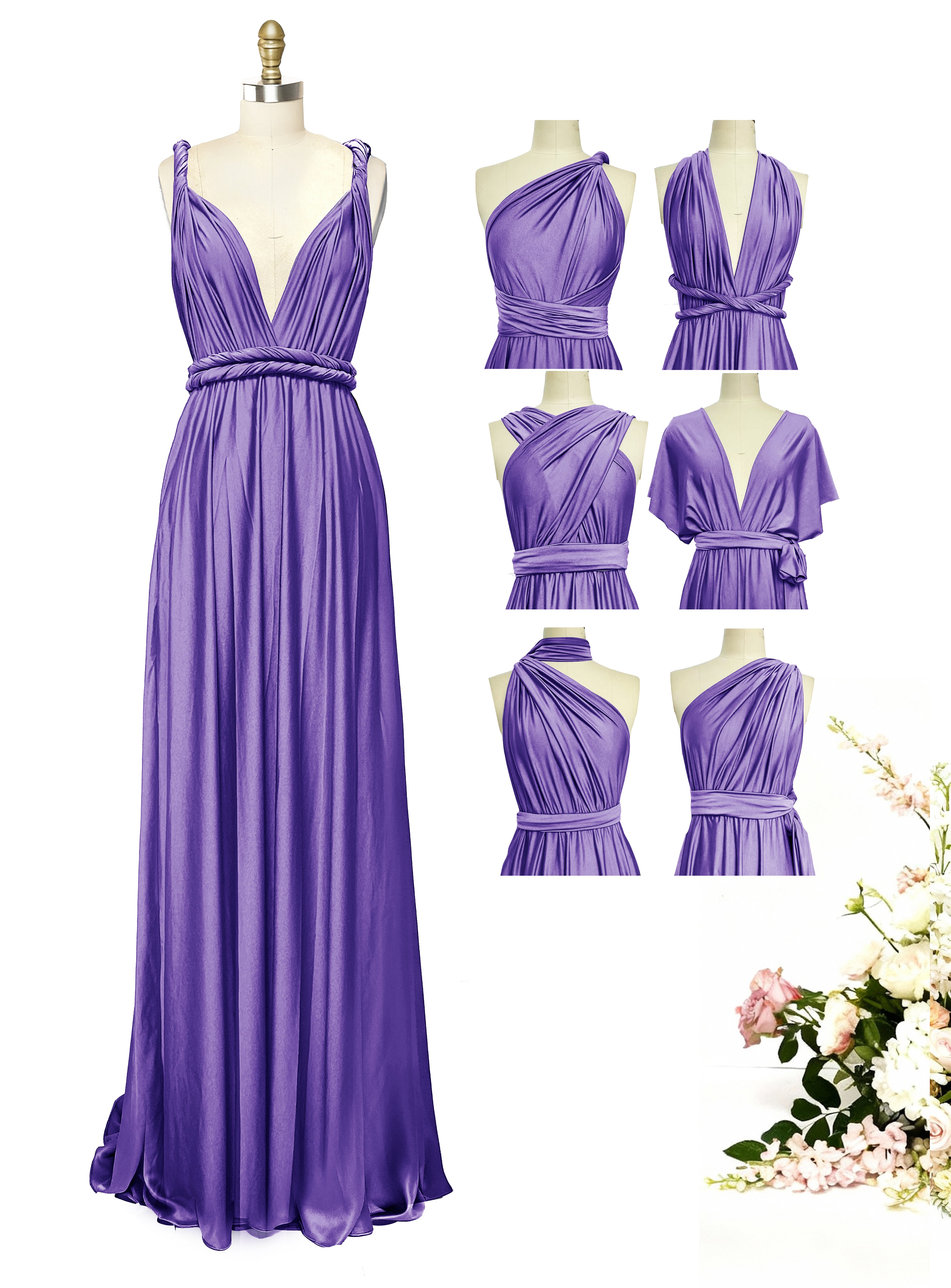 Bridesmaid Convertible Infinity Wrap Dress with pockets