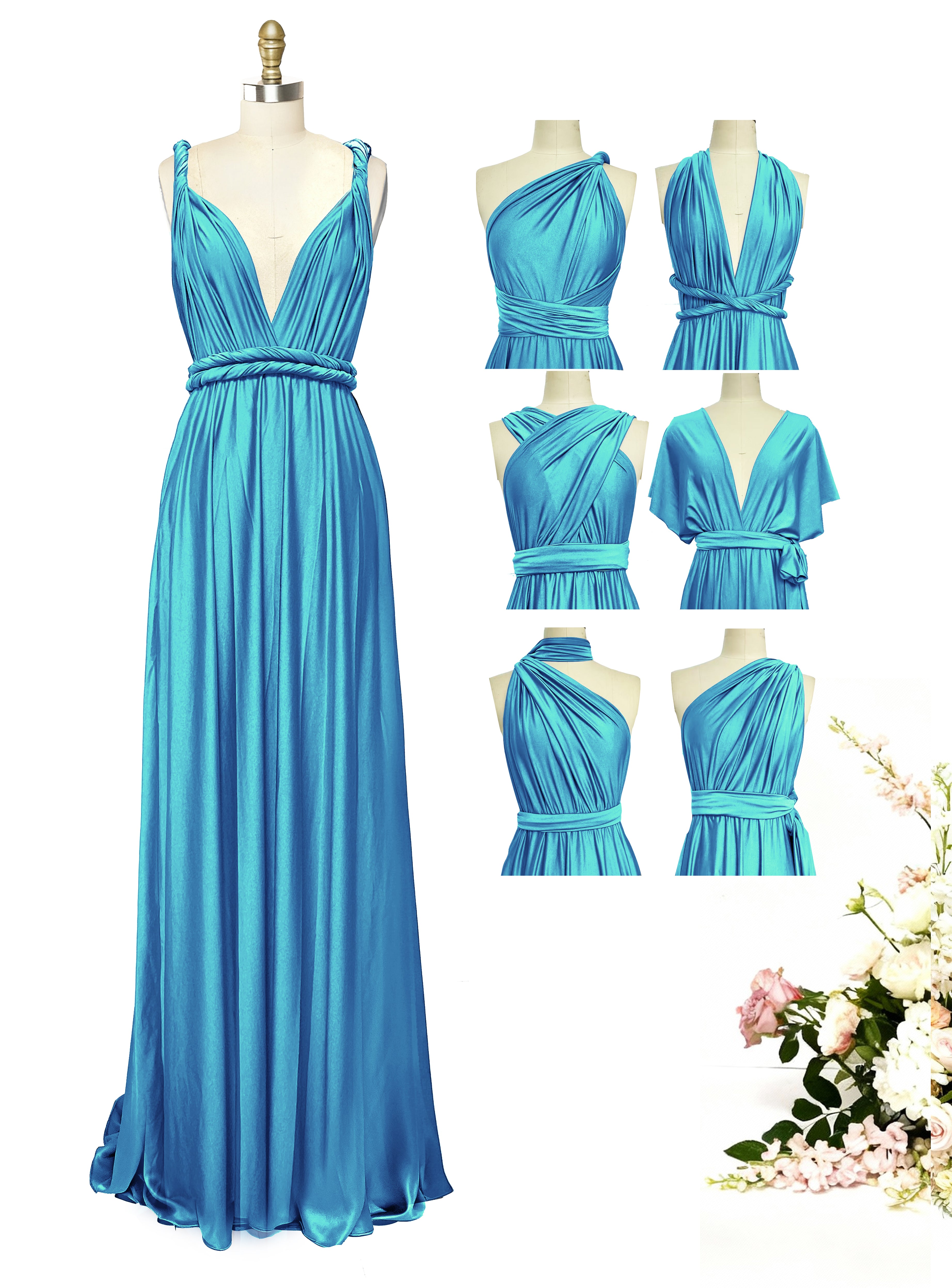 Convertible Wrap Maxi Gown Infinity Dress with Pockets A Timeless Bridesmaid Choice