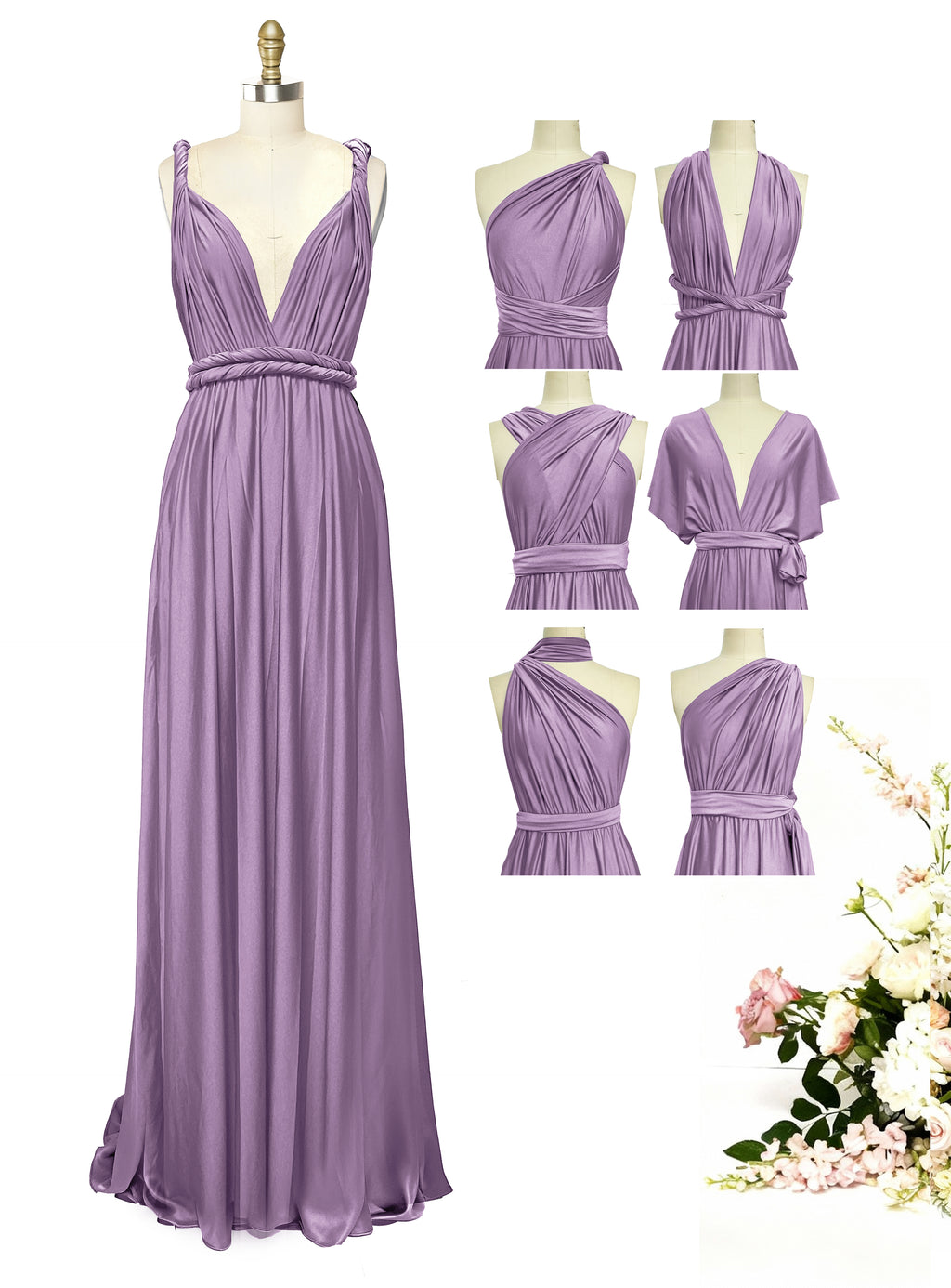 Bridal Party Convertible Wrap Maxi Dress Infinity Multiway Dress With Pockets