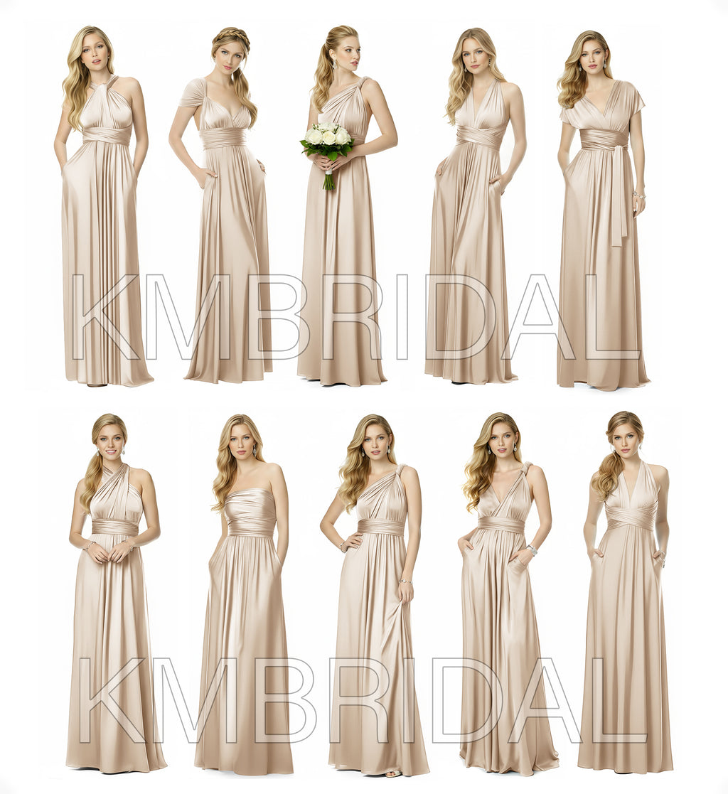 Convertible Wrap Maxi Infinity Dress With Pockets A Bridesmaid s Favorite Look
