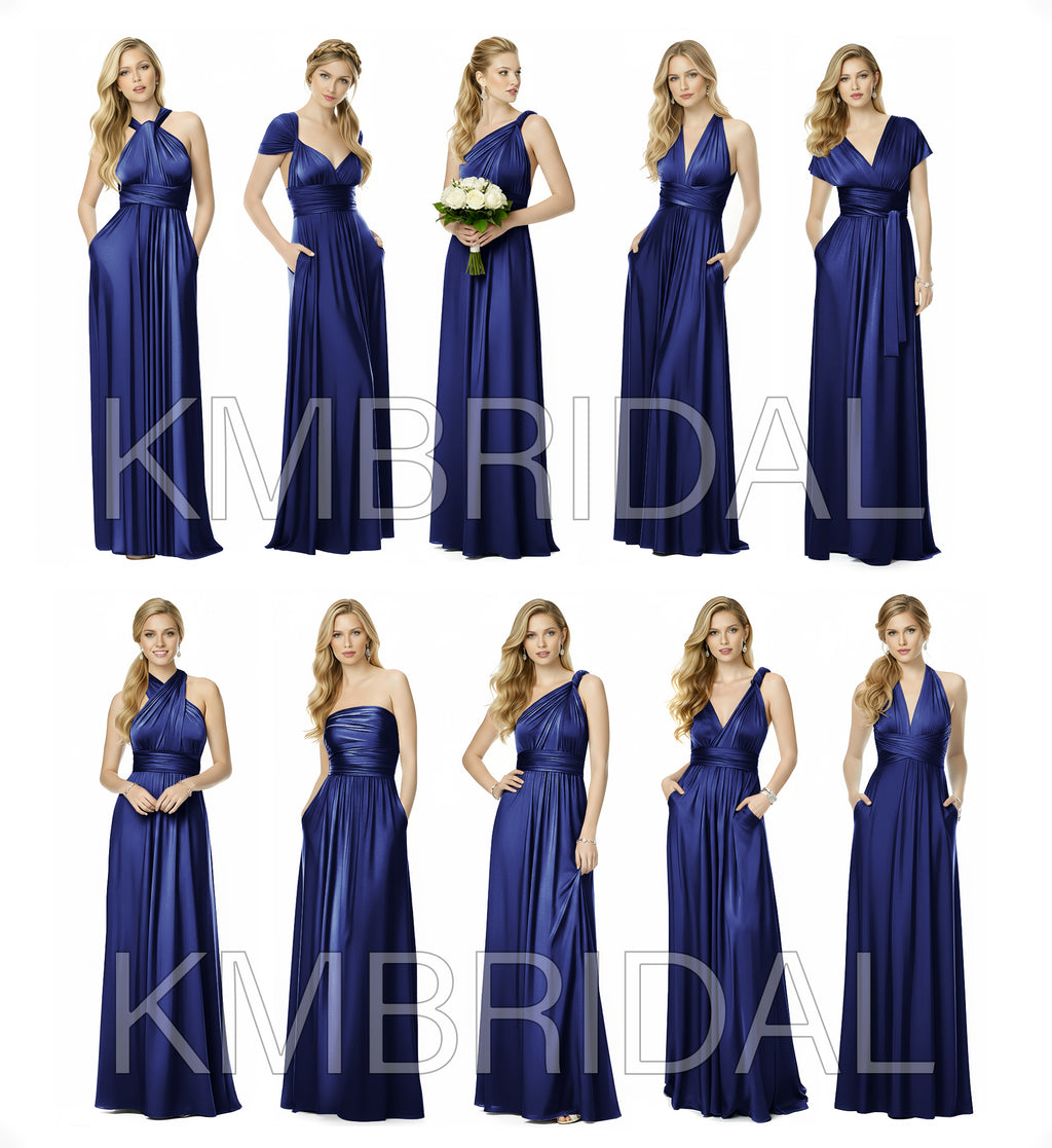 Convertible Maxi Infinity Multiway Dress With Pockets for Wedding Guests Bridal Parties Regular Plus size Wedding Bridal Party Bridemaids Gown