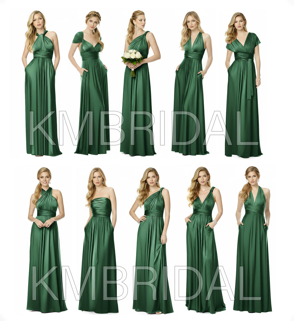 Multiway Infinity Convertible Maxi Bridesmaid Wrap Dress Bridal Party Regular Plus size Wedding Bridemaids Gown