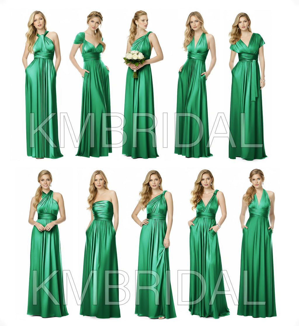 Mulity Convertible Bridesmaid Dress in Infinity Wrap Style with Pockets Regular Plus size Wedding Bridal Party Bridemaids Gown