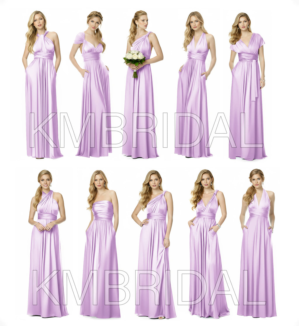 Bridesmaid Maxi Infinity Dress with Pockets Regular Plus size Wedding Bridal Party Bridemaids Gown