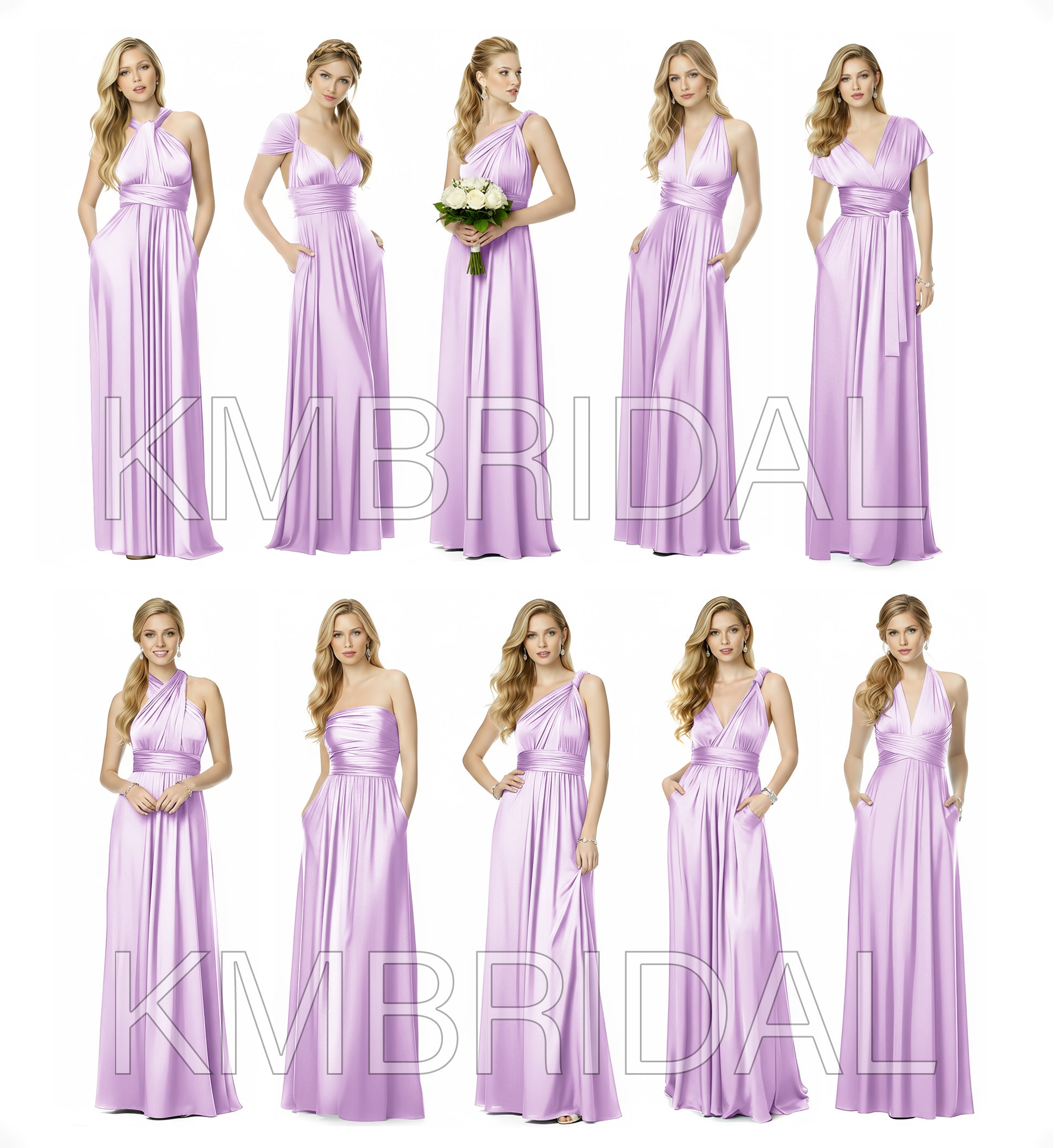 Bridesmaid Maxi Infinity Dress with Pockets Regular Plus size Wedding Bridal Party Bridemaids Gown