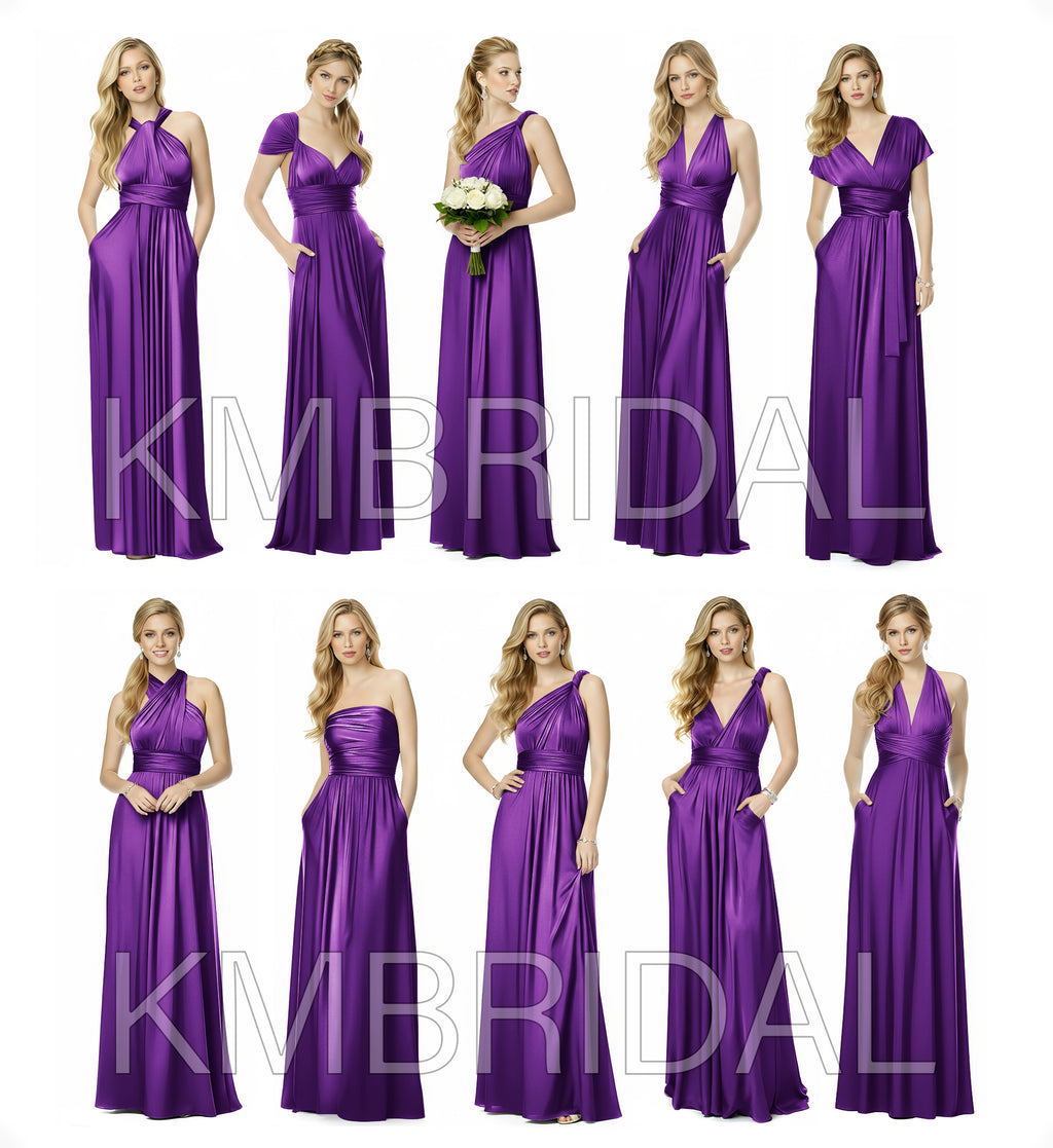 Multiway Wrap Maxi Infinity Dress With Pockets Regular Plus size Wedding Bridal Party Bridemaids Gown