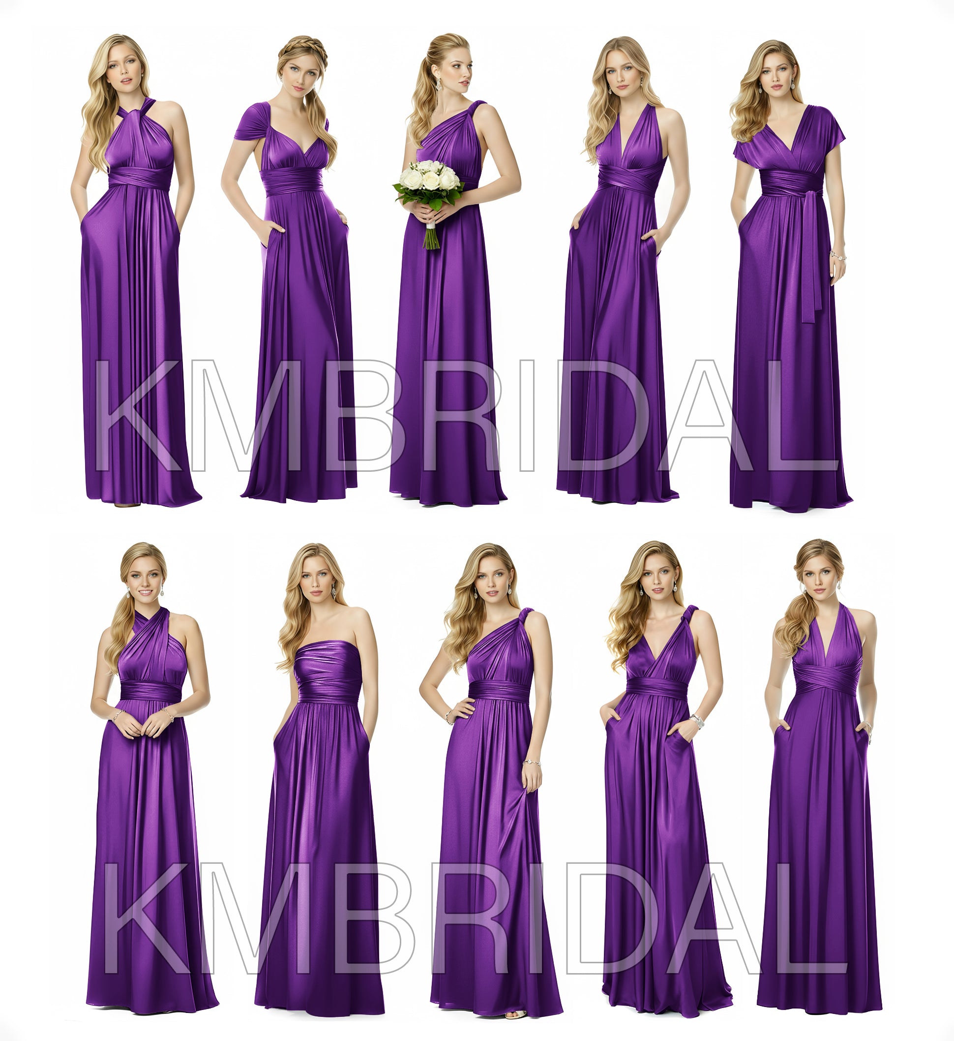 Multiway Wrap Maxi Infinity Dress With Pockets Regular Plus size Wedding Bridal Party Bridemaids Gown