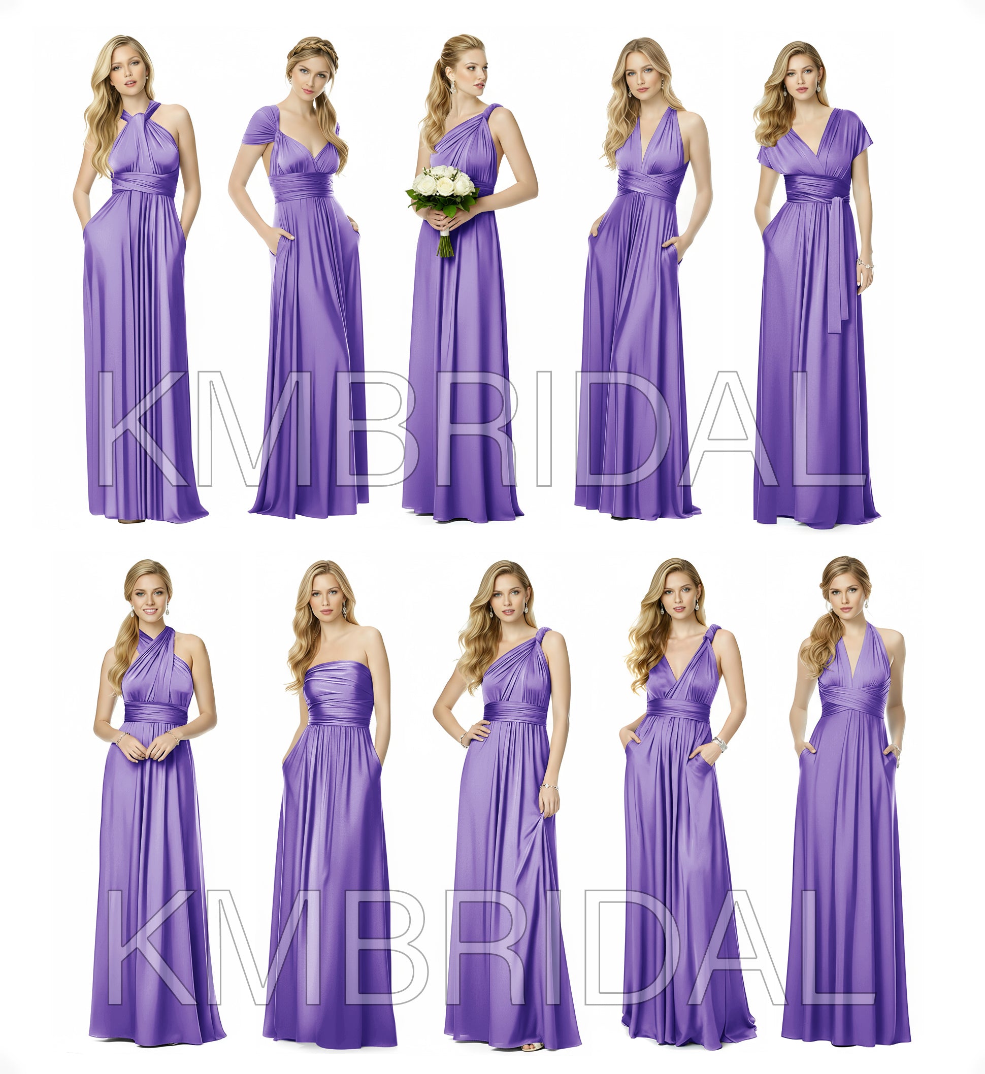 Bridesmaid Convertible Infinity Wrap Dress with pockets