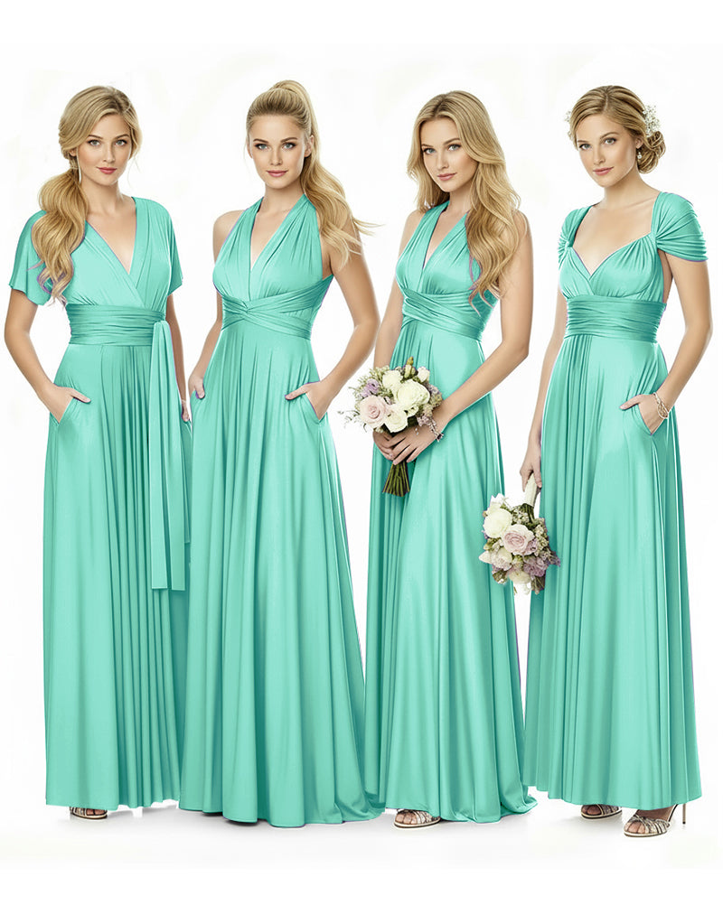Convertible Maxi Infinity Dress With Pockets for Bridesmaids and Guests Regular Plus size Wedding Bridal Party Bridemaids Gownsage 