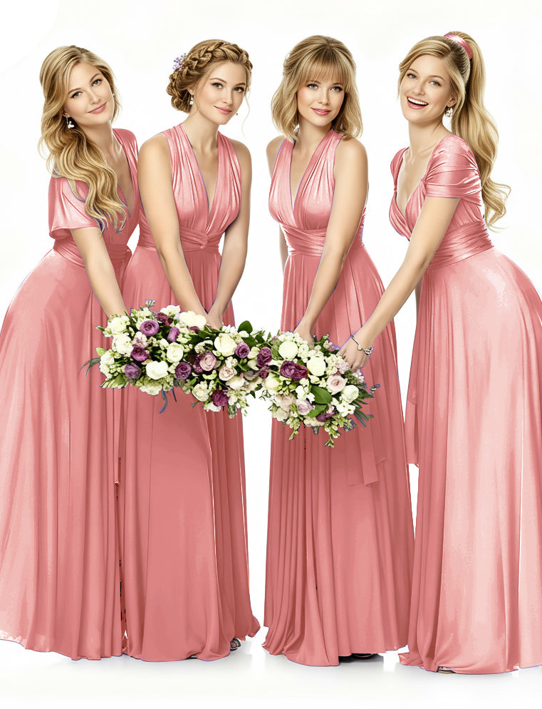 Multiway Bridesmaid Maxi Infinity Dress with Pockets Regular Plus size Wedding Bridal Party Bridemaids Gownblushing pink 