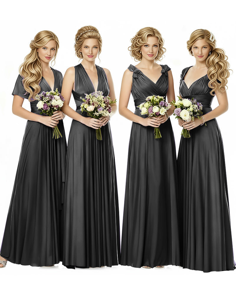 Multiway Wrap Maxi Infinity Dress With Pockets Regular Plus size Wedding Bridal Party Bridemaids Gownblack 