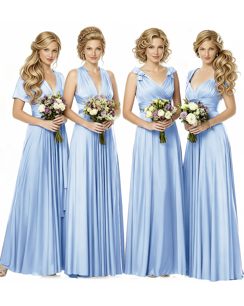 Multiway Wrap Maxi Infinity Dress With Pockets Regular Plus size Wedding Bridal Party Bridemaids Gownblue 