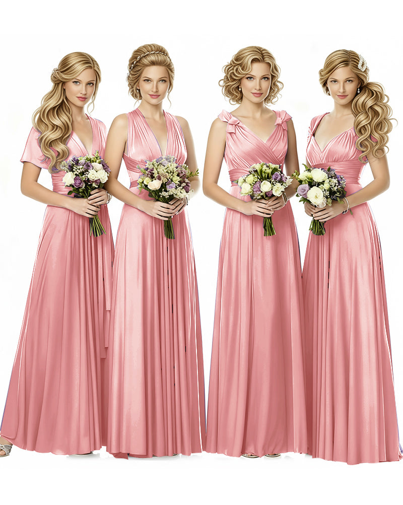 Multiway Wrap Maxi Infinity Dress With Pockets Regular Plus size Wedding Bridal Party Bridemaids Gownblushing pink 