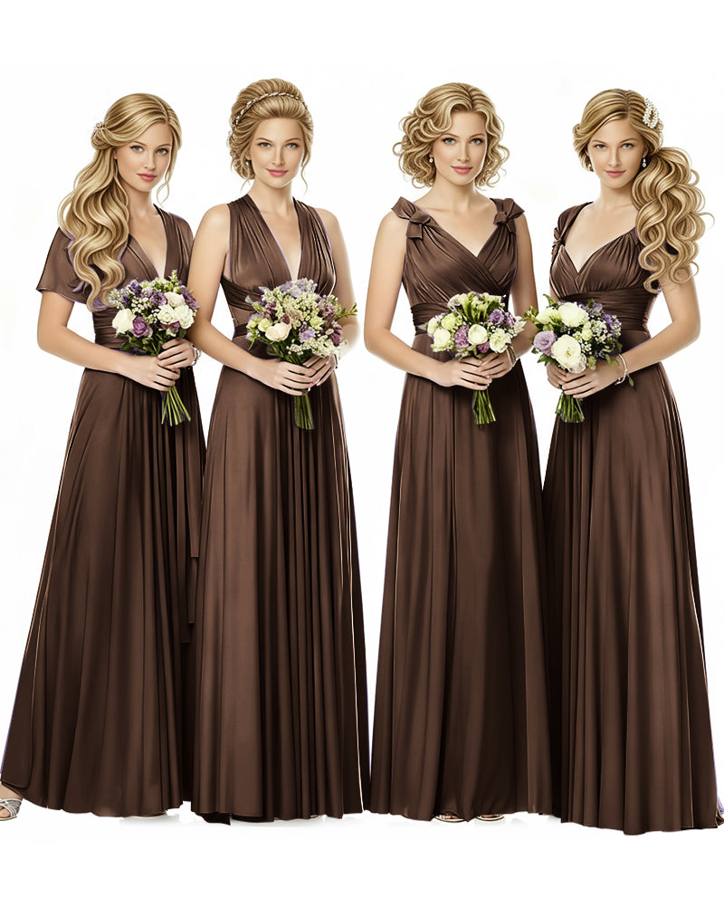 Multiway Wrap Maxi Infinity Dress With Pockets Regular Plus size Wedding Bridal Party Bridemaids Gownbrown 