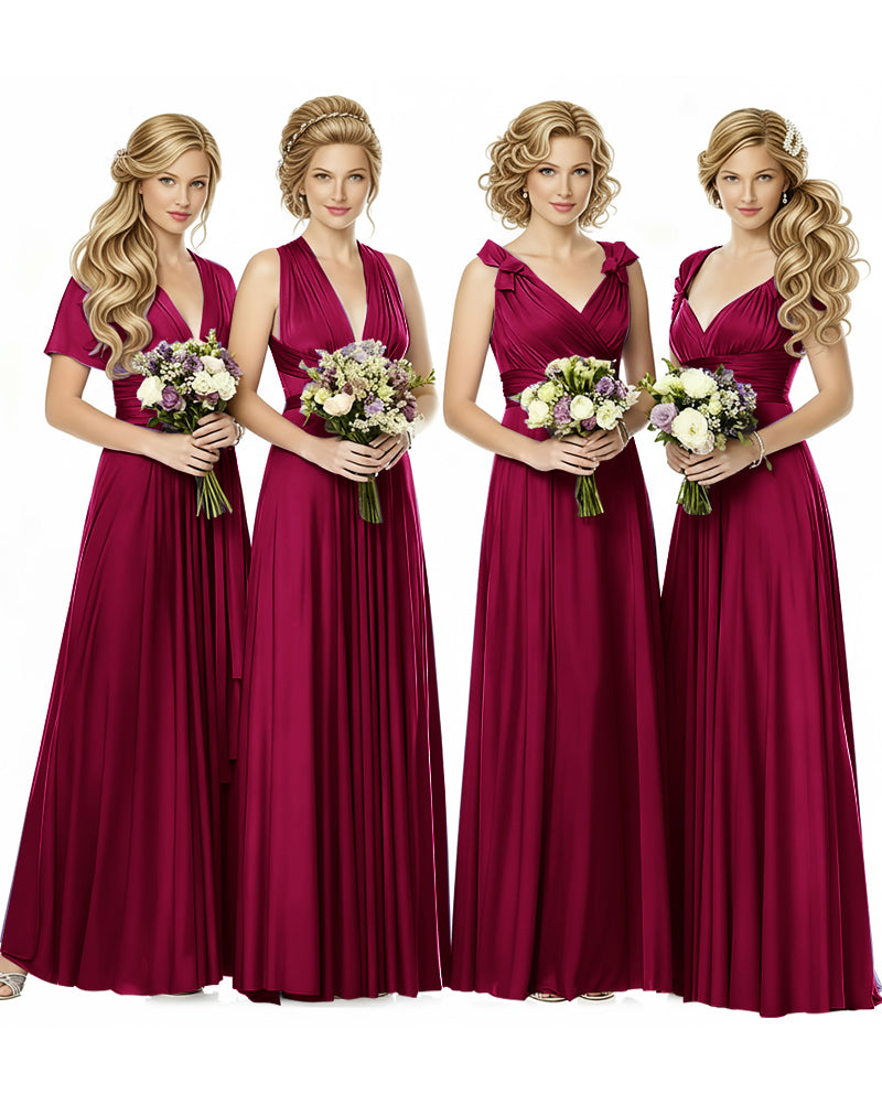 Multiway Wrap Maxi Infinity Dress With Pockets Regular Plus size Wedding Bridal Party Bridemaids Gownburgundy 